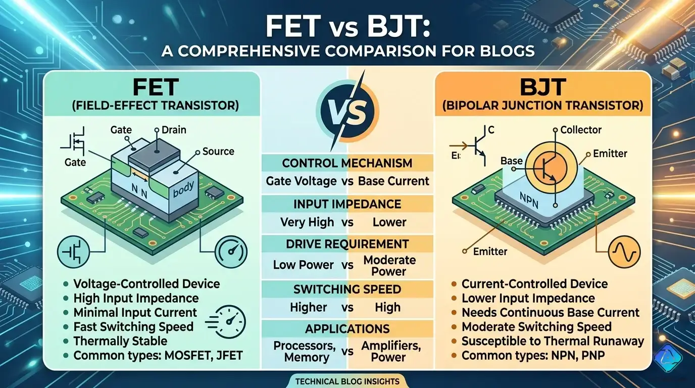 FET vs BJT: Which Transistor for Modern Circuit Design?